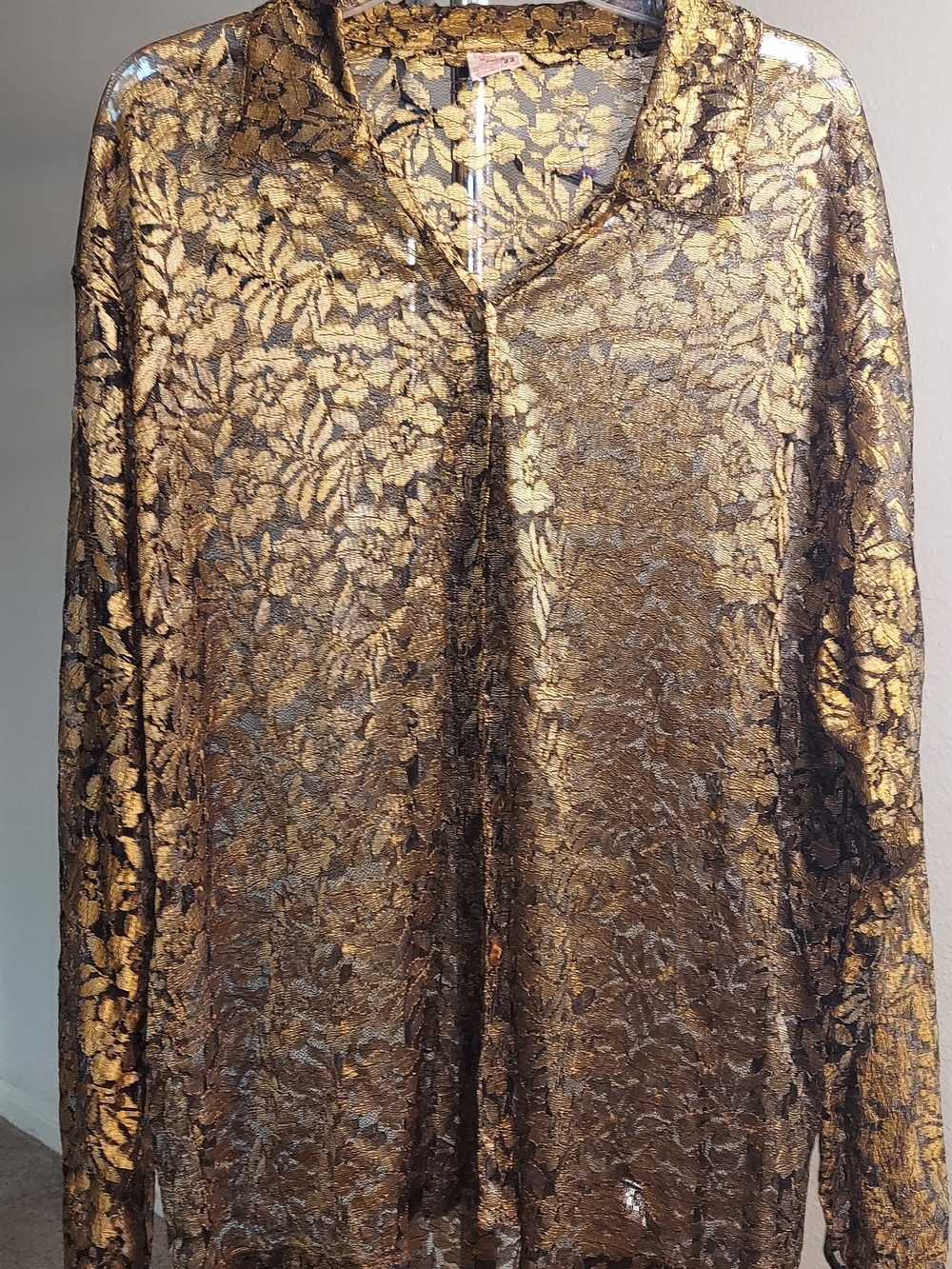 Metallic Gold Lace Blouse - Women